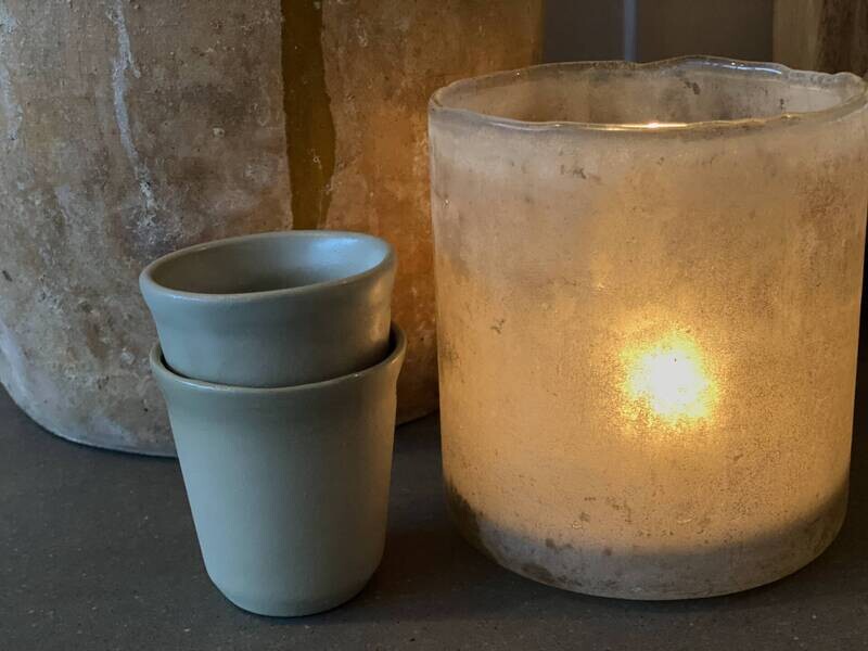 Espresso kopje handgemaakt kleur groen Ø 6.5x7 cm