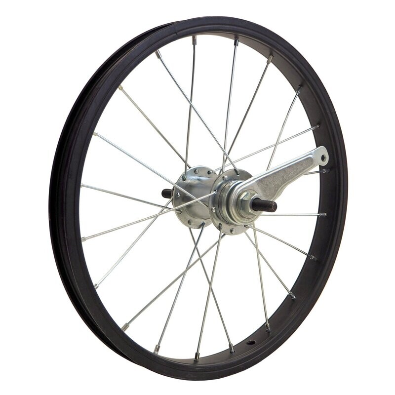 12,5" Laufradsatz, eingespeichtes Hinterrad mit Alu-Kastenfelge, Rücktritt, schwarz
