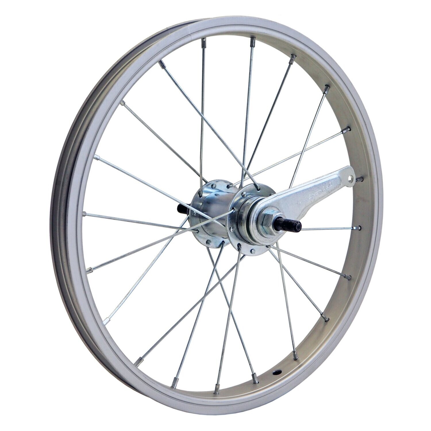 18" Laufradsatz, eingespeichtes Hinterrad mit Alu-Kastenfelge, Rücktritt, natur