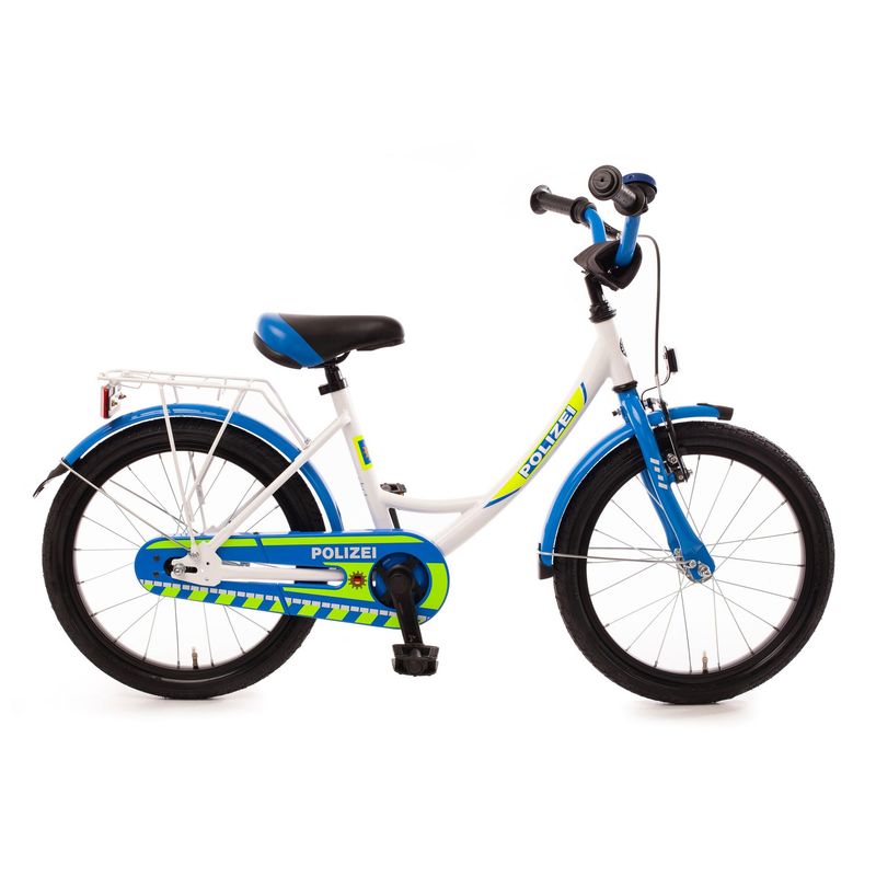 18" Kinderfahrrad "POLIZEI", kristallweiß /blau
