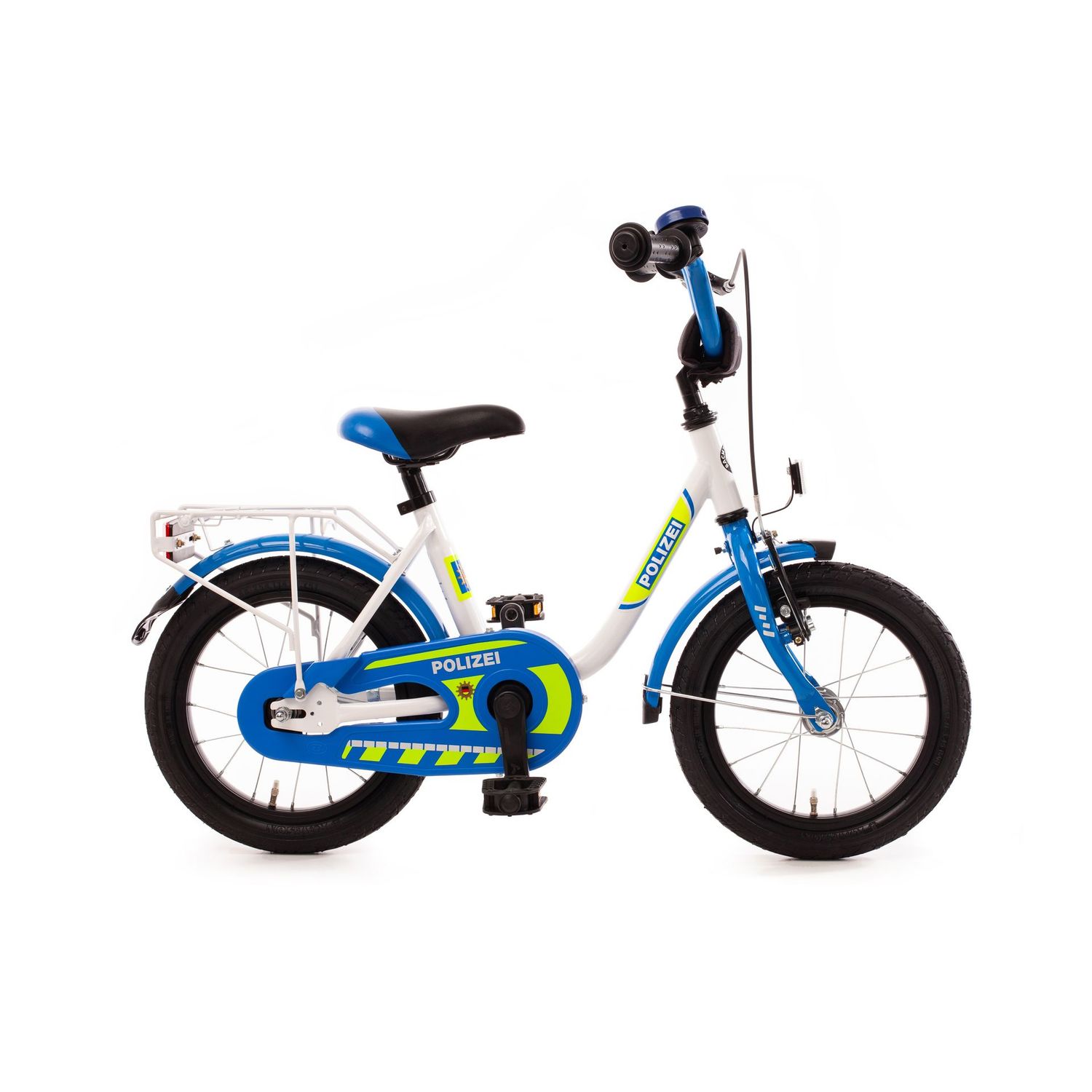 14 14" Kinderfahrrad "POLIZEI", kristallweiß /blau
