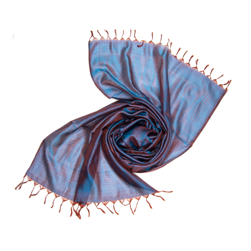 Echarpes Soie Naturelle 100% Deux Couleurs Avec Des Reflets à la Lumière