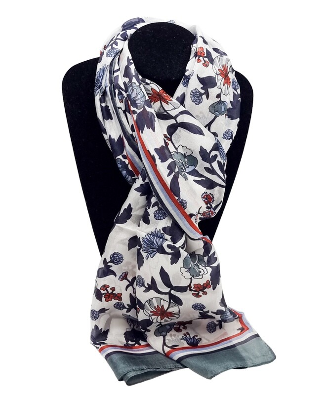 FOULAR Châle Long Rectangulaire 100% Soie naturelle de Mûrier Imprimé 175x53cm