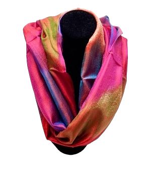 Echarpe Soie Naturelle 100% Arc En Ciel Multicolores