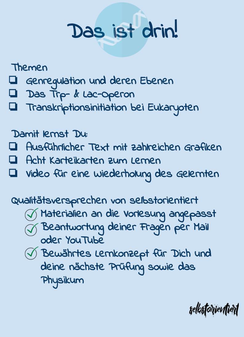 Genregulation I - Kurs mit Karteikarten & Texten