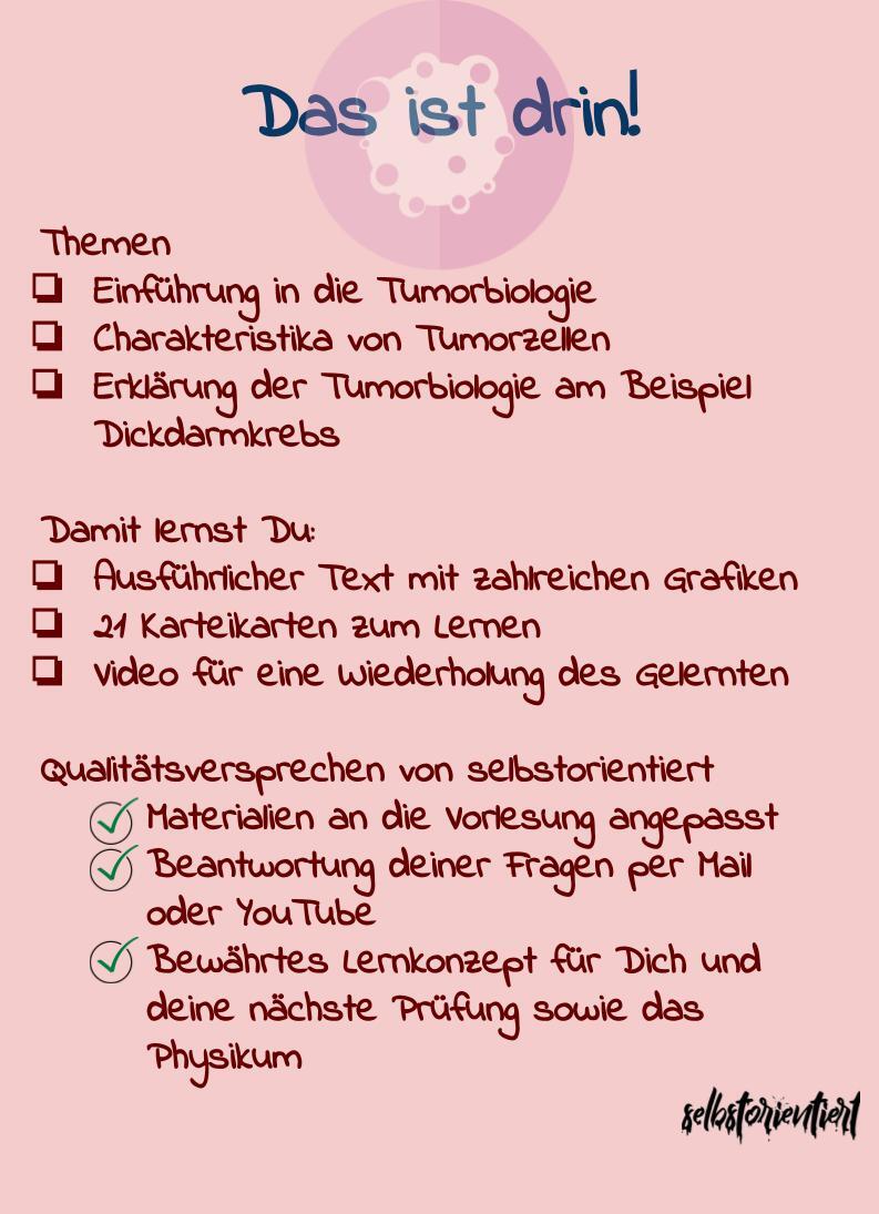 Tumorbiologie - Kurs mit Karteikarten & Texten