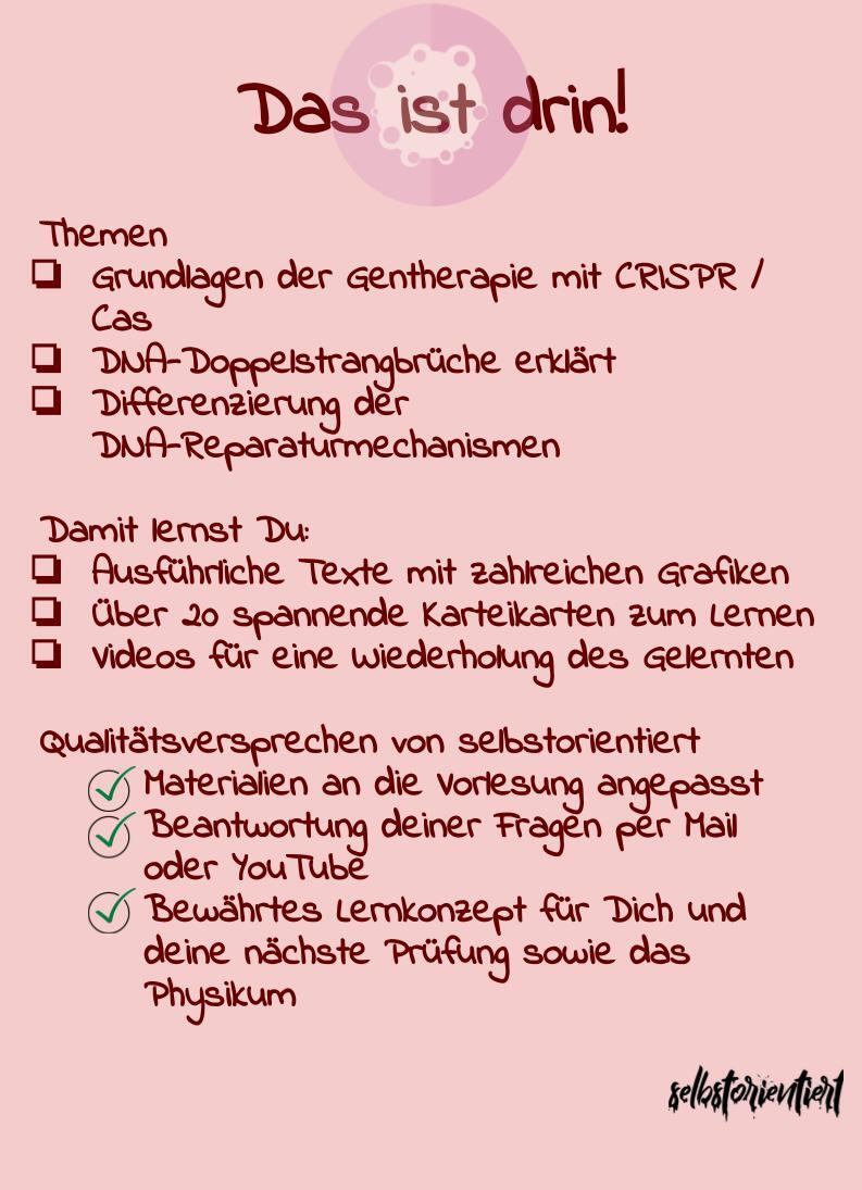 Gentherapie & DNA-Reparaturmechanismen - Kurs mit Karteikarten & Texten