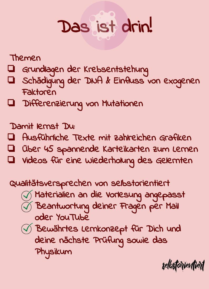 Differenzierung von Mutationen & Krebsentstehung - Kurs mit Karteikarten & Texten