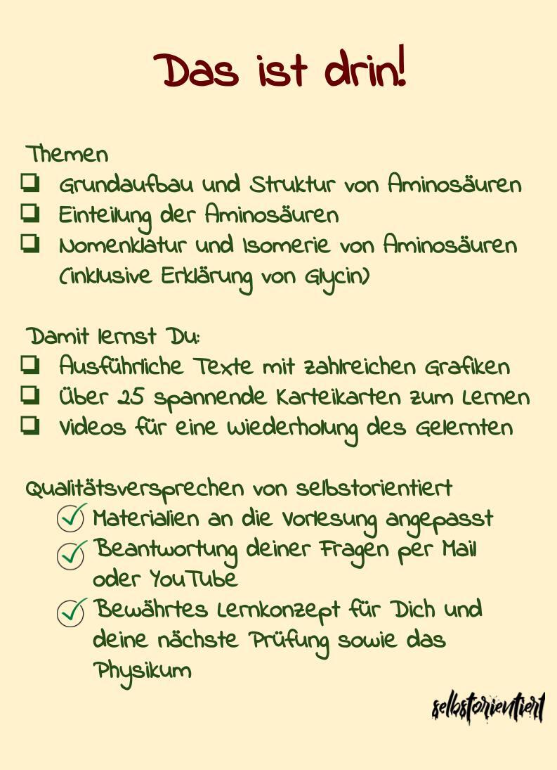 Aminosäuren - Kurs mit Karteikarten & Texten