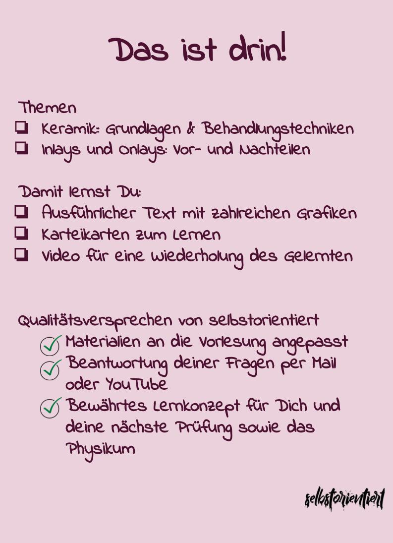 Keramik: Inlays und Onlays - Text & Lernkarten