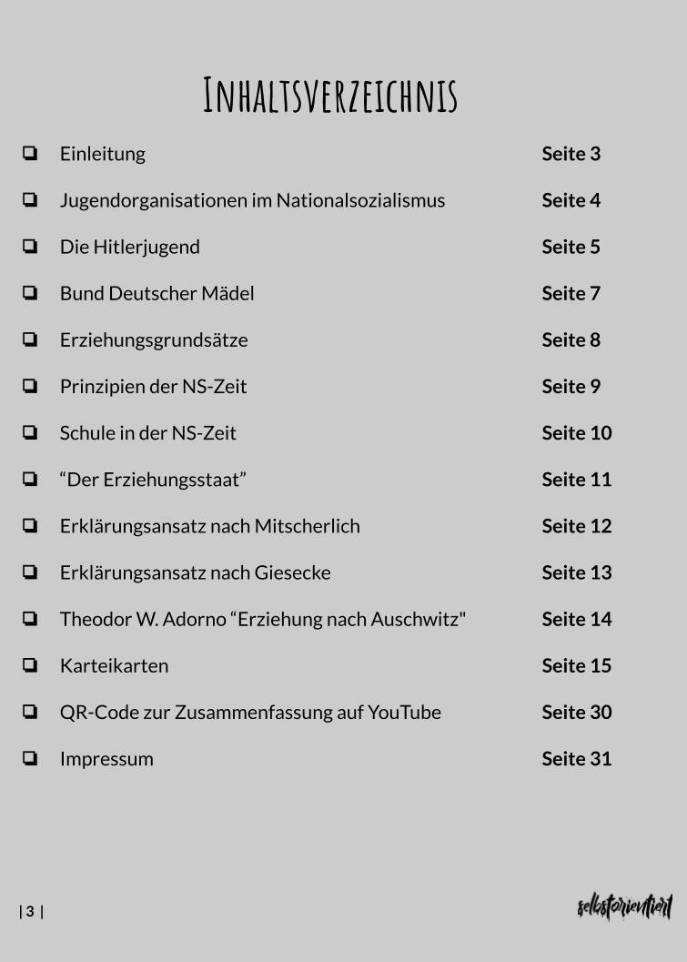 Erziehung im Nationalsozialismus - Unterrichtsreihe Pädagogik