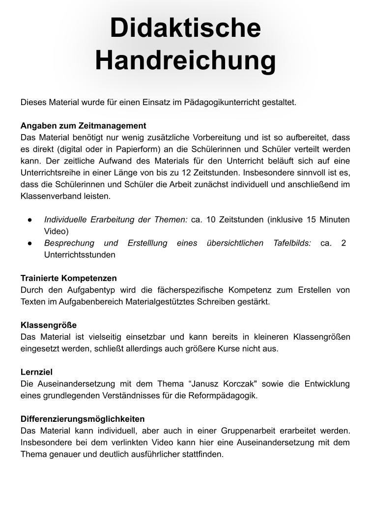 Janusz Korczak unterrichten - Stundenentwürfe, Arbeitsblätter & Stationenlernen