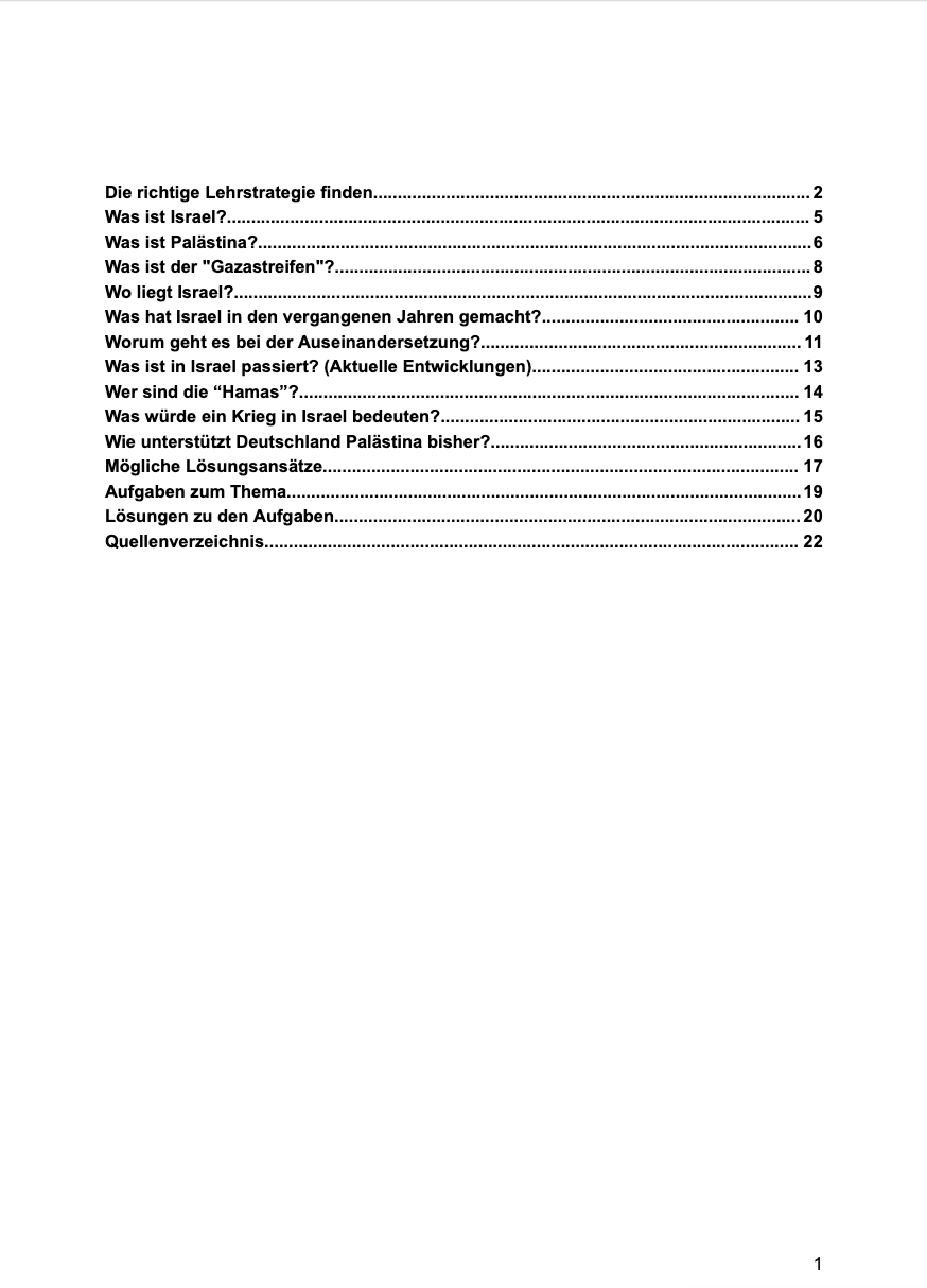 Israel und Palästina im Krieg / Konflikt (Unterrichtseinheit): Was ist das los?