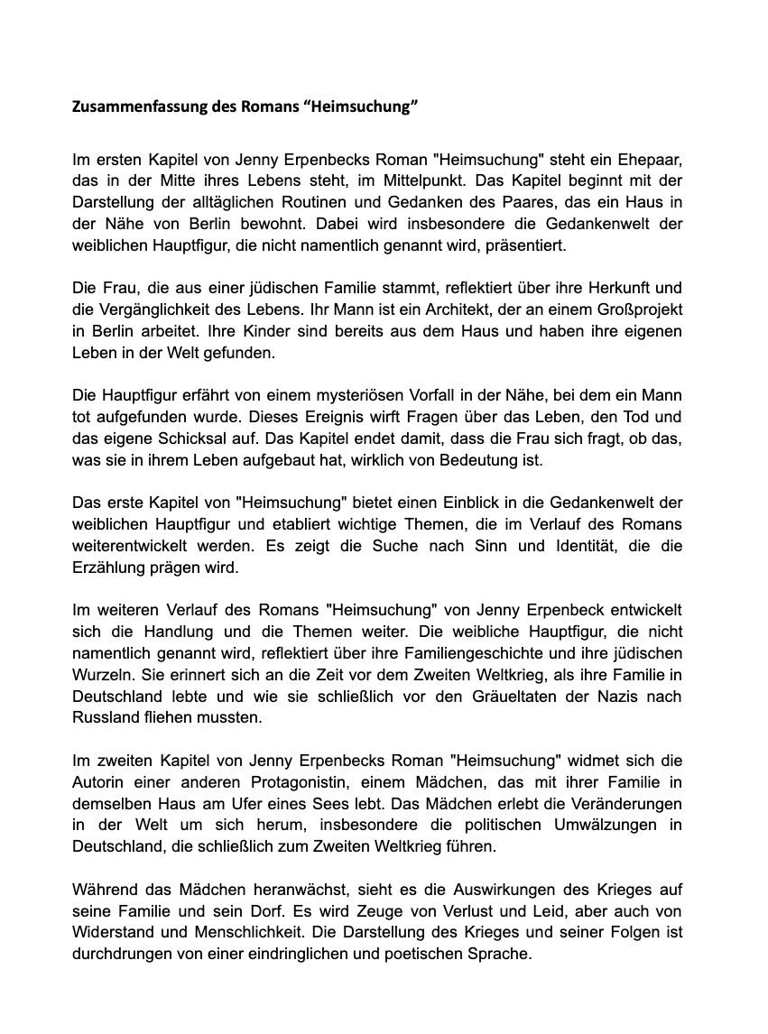 Schüler-Begleitheft: Heimsuchung von Jenny Erpenbeck