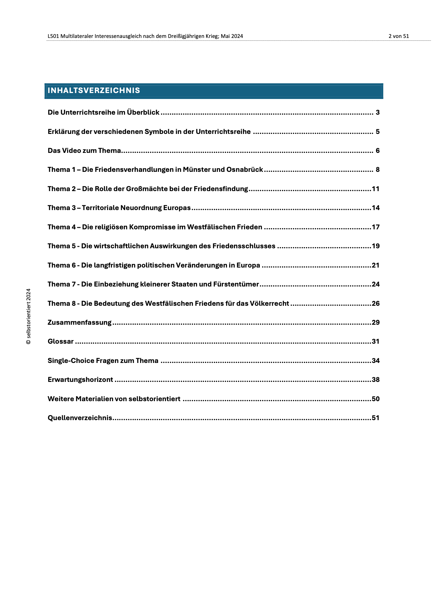 Multilateraler Interessenausgleich nach dem Dreißigjährigen Krieg - Unterrichtsmaterial Geschichte Abitur