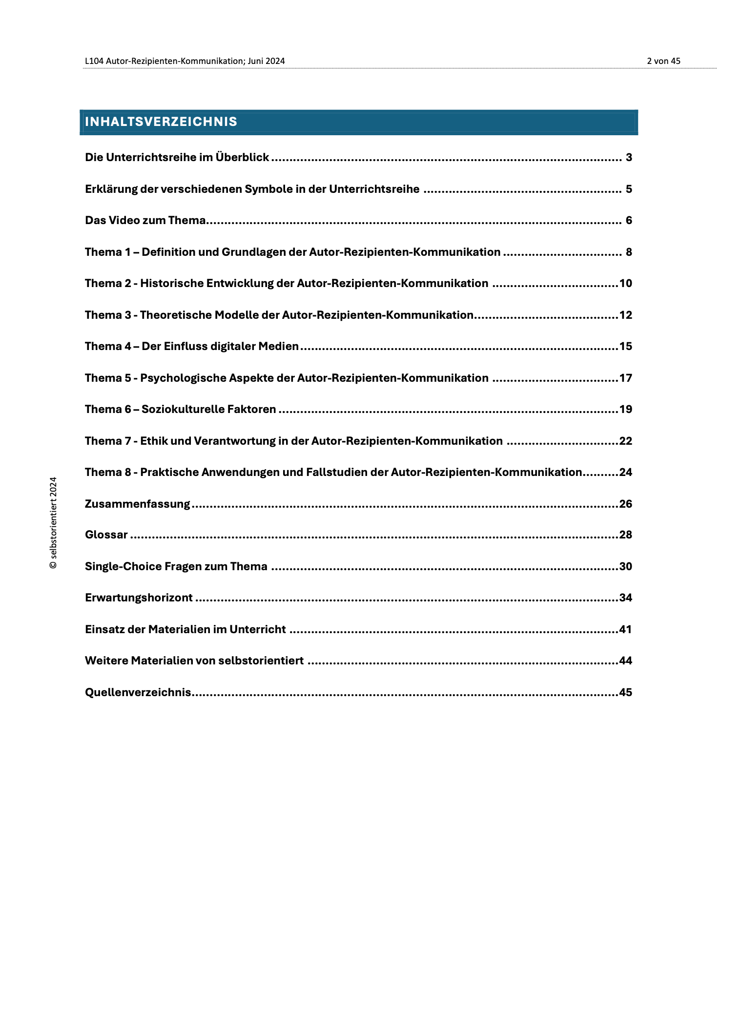 Autor-Rezipienten-Kommunikation - Unterrichtsmaterial