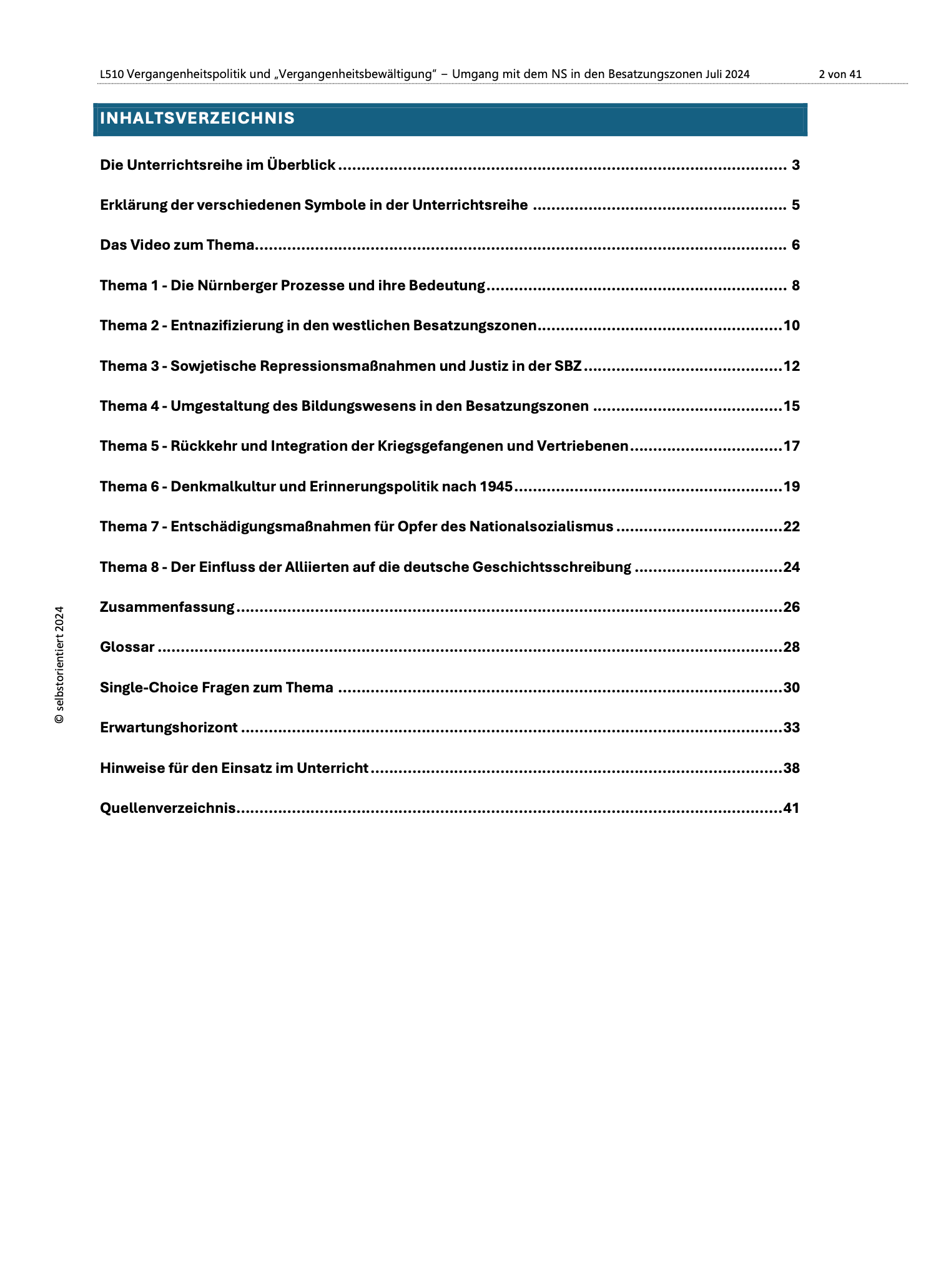 Vergangenheitspolitik und „Vergangenheitsbewältigung“ − Unterrichtsmaterial & Unterrichtsreihe