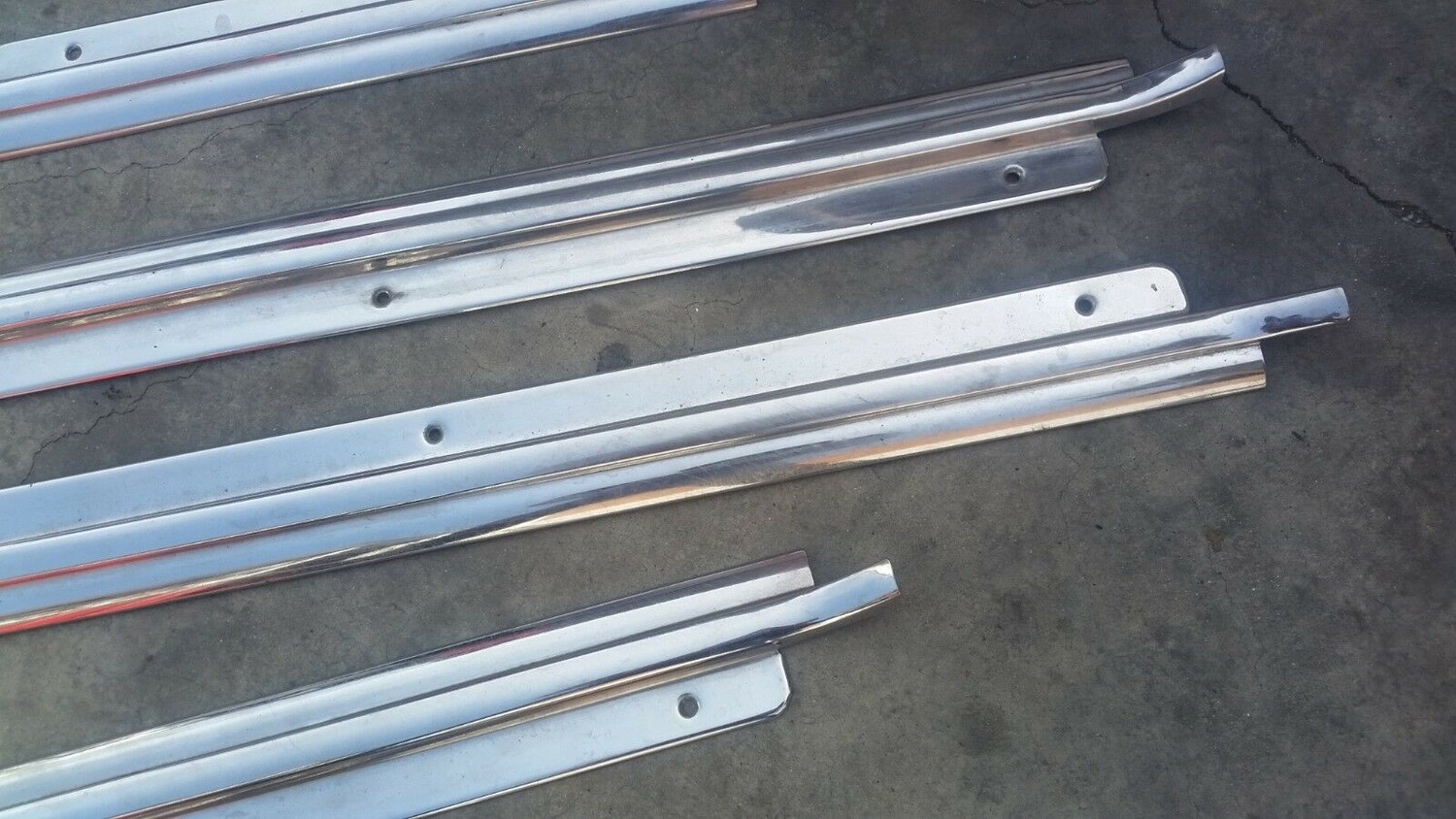 67 to 80 Rolls Royce Silver Shadow door runner stainless chrome molding set