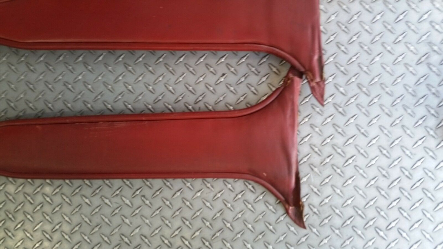 67 to 80 Rolls Royce Silver Shadow front B pillar seat belt  leather cover set on red