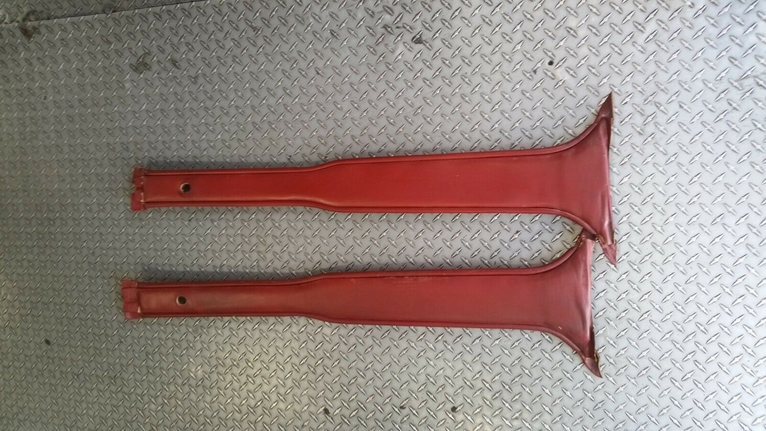 67 to 80 Rolls Royce Silver Shadow front B pillar seat belt  leather cover set on red