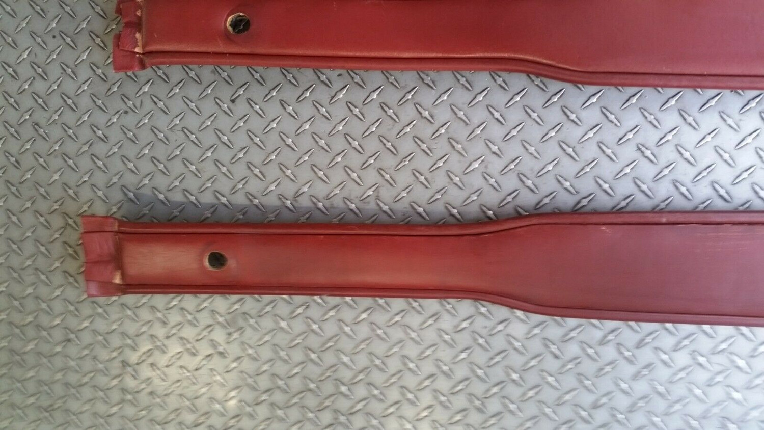 67 to 80 Rolls Royce Silver Shadow front B pillar seat belt  leather cover set on red