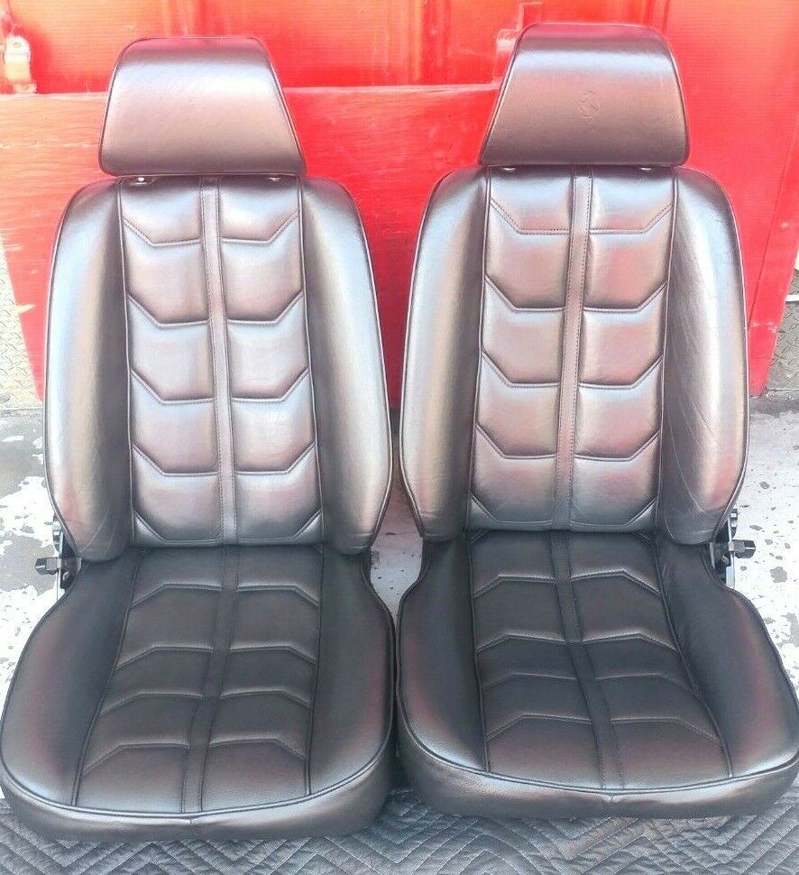 FERRARI 308 GTSi  INTERIOR BLACK SEATS PAIR WITH HEADREST AND HINGES