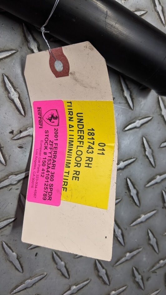 FERRARI 360 SPIDER PARTS 181743 UNDERFLOOR RETURN ALUMINIUM TUBE RH