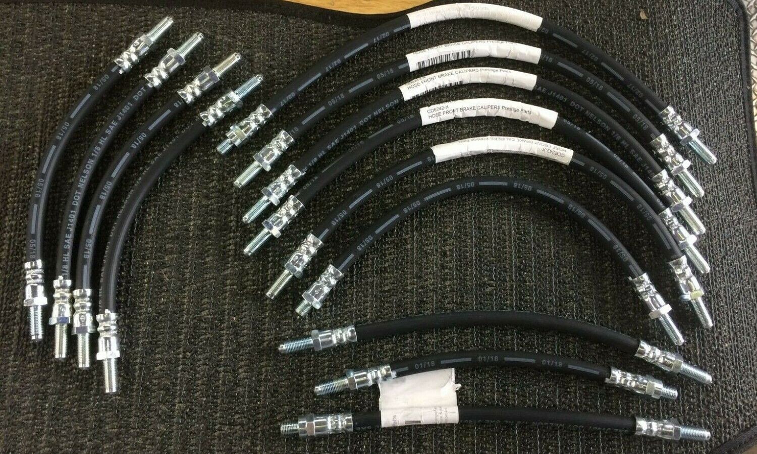 ROLLS ROYCE SILVER SHADOW BRAKE CALIPER AND SUSPENSION HOSE SET LHD FOR BRAKE FUILD