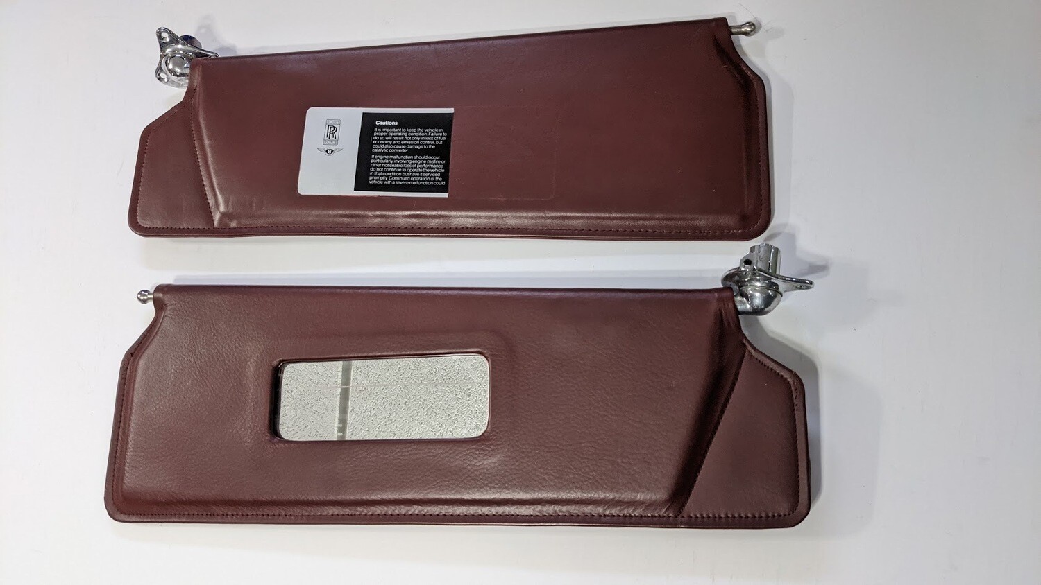81- 99 ROLLS-ROYCE SILVER SPUR FRONT LEFT and RIGHT SUNVISOR BUGUNDY sunshade PAIR