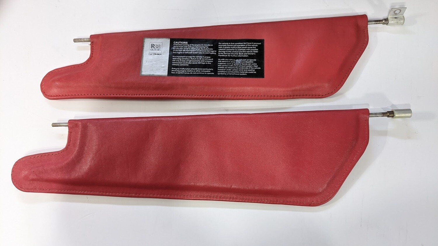 69- 80 ROLLS-ROYCE SILVER SHADOW LEFT and RIGHT SUNVISOR RED Sunshade PAIR