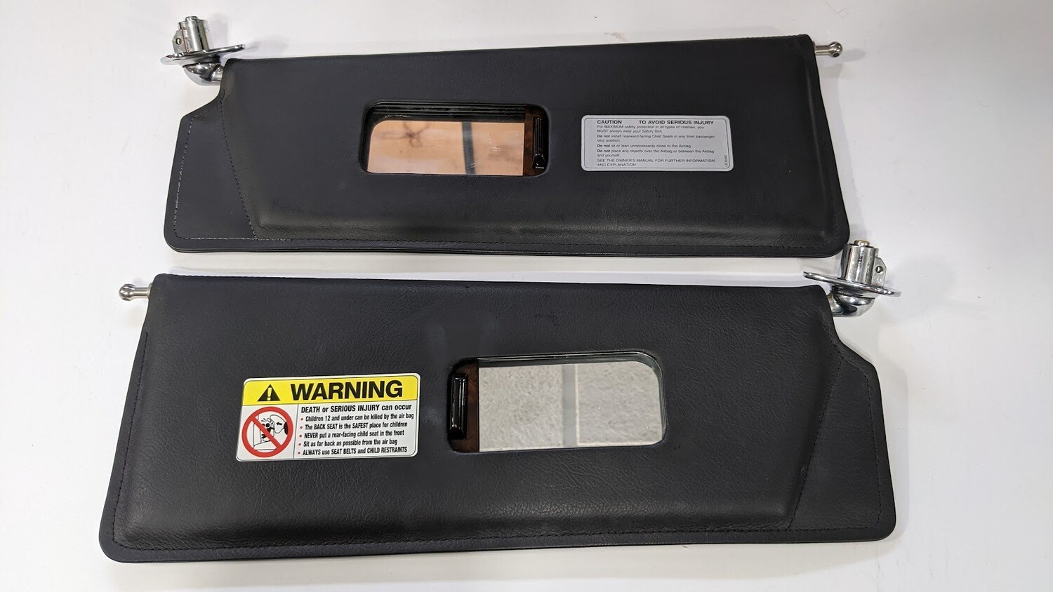 97- 99 ROLLS ROYCE SILVER SPUR SUN VISOR SET W/ MIRROR IN BLACK WOOD COVER