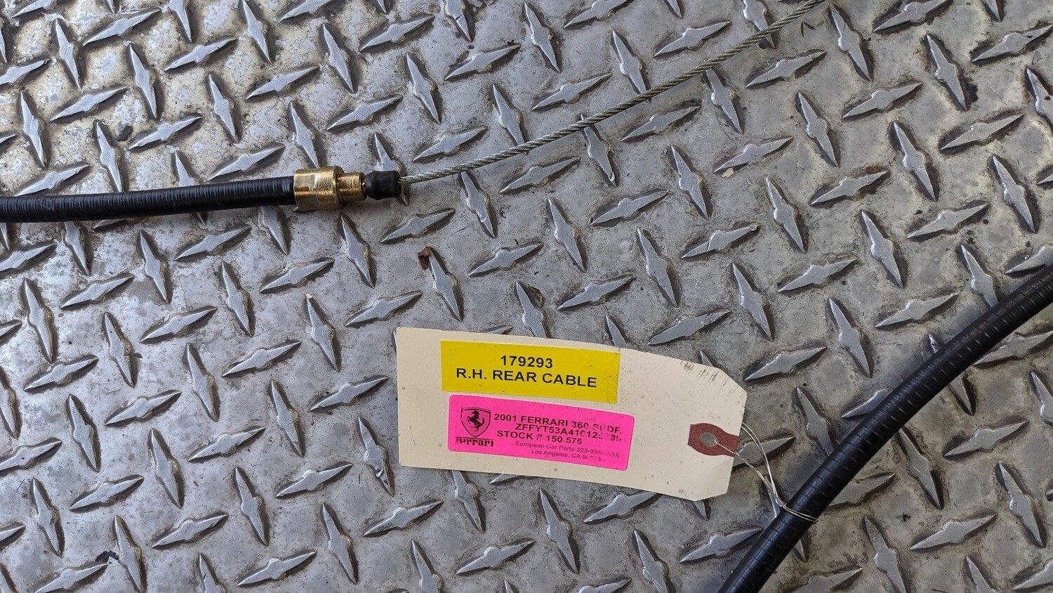 FERRARI 360 SPIDER modena PART EMERGENCY PARKING BRAKE CABLE RIGHT 179293