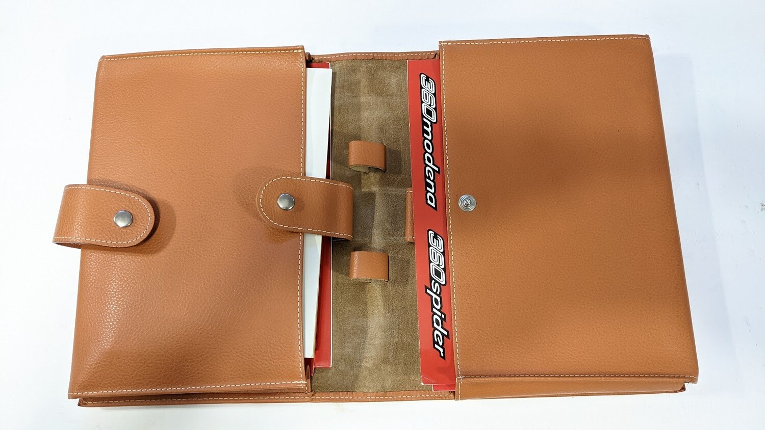 FERRARI 360 MODENA SPYDER OWNERS MANUAL BOOK WITH LEATHER FOLDER POUCH