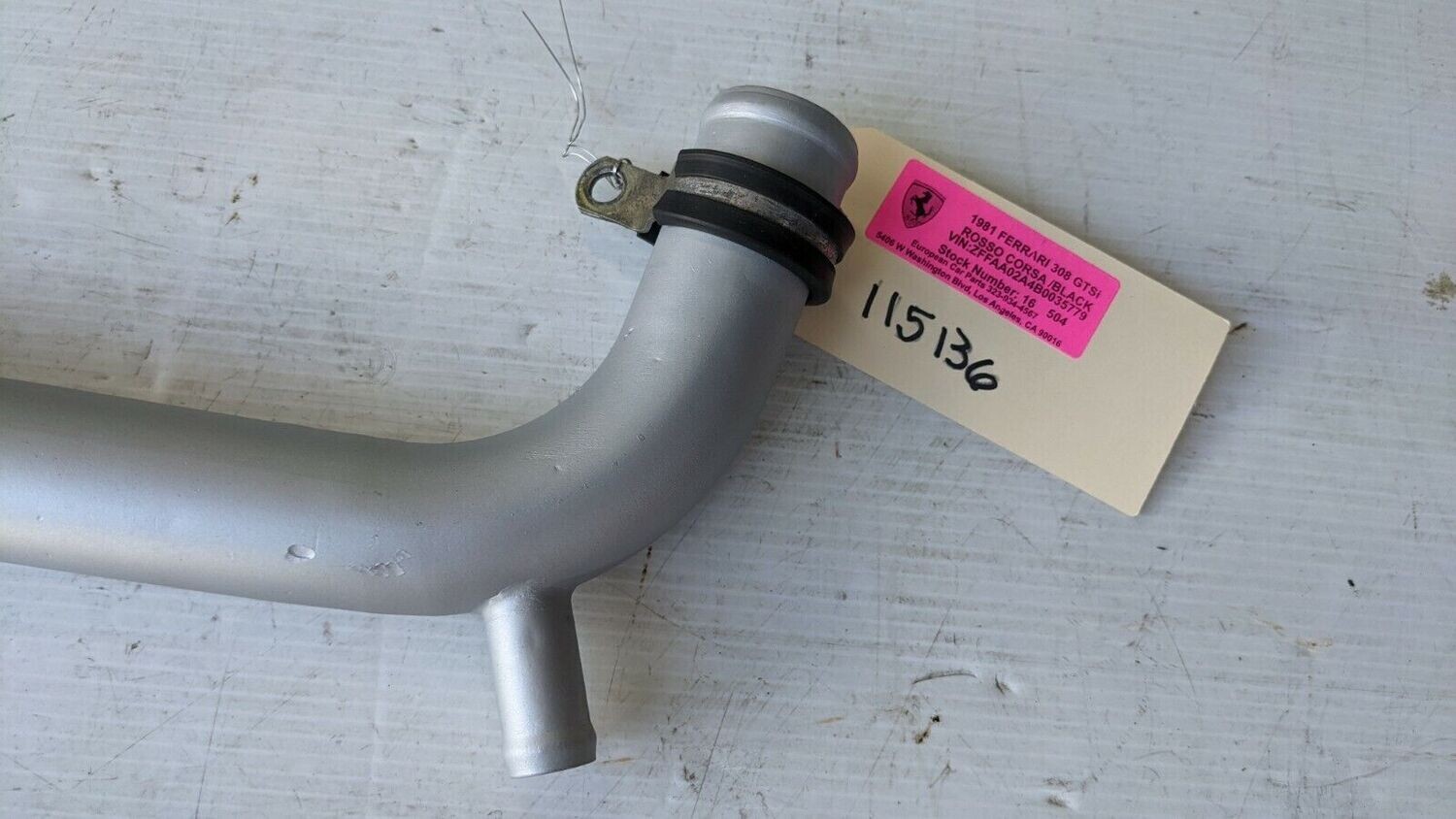 relist FERRARI 308 PARTS GTS TOP OF ENGINE COOLING PIPE 115136