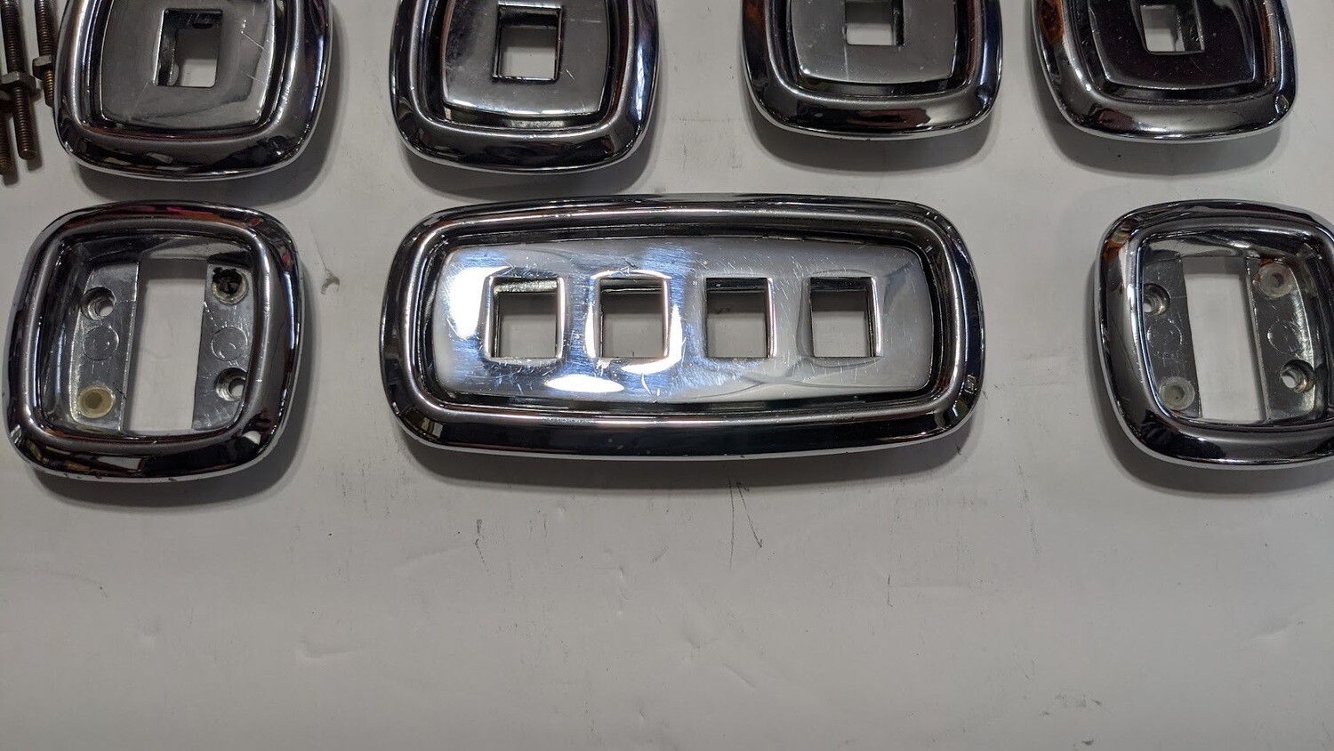 67 to 80 Rolls Royce Silver Shadow switches chrome frame bezel set all doors