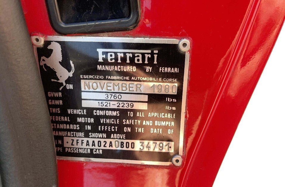 1981 FERRARI 308 GTSi ROSSO CORSA ON BLACK