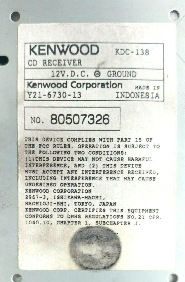FERRARI 348 PARTS INTERIOR KENWOOD RD-138 RADIO AT center console
