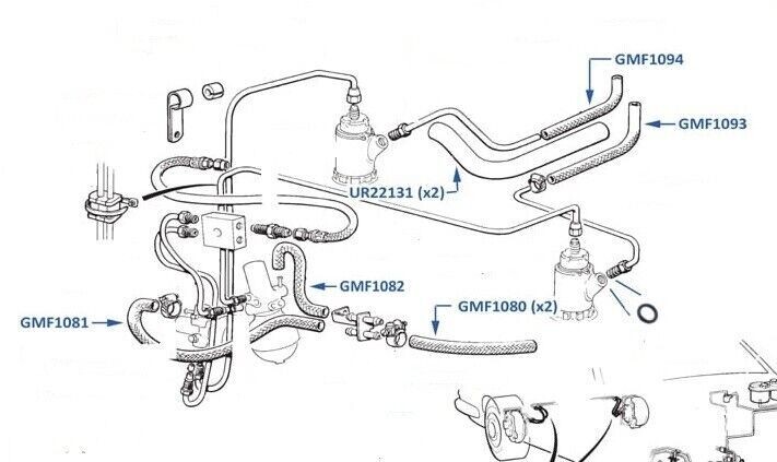 Rolls Royce Silver Spirit Spur from vin 01001 to 27780 low pressure brake hoses