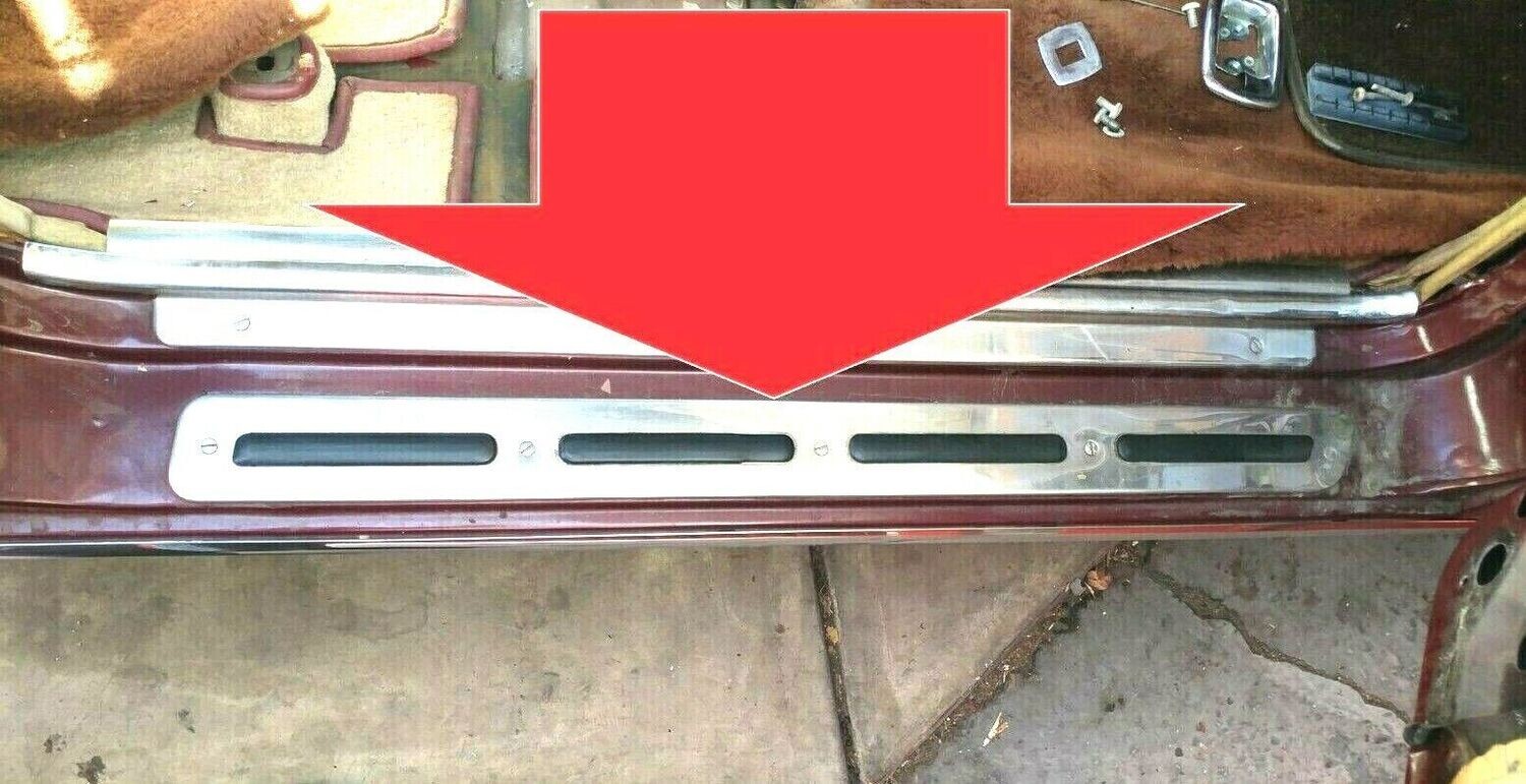 76 to 80 Rolls Royce Silver Shadow door SILL runner stainless chrome molding set