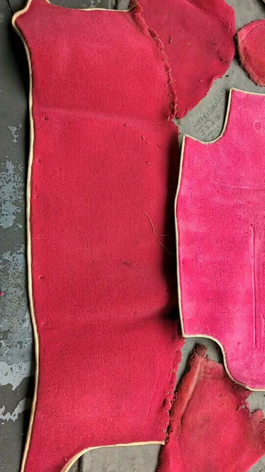 65 to 76 ROLLS ROYCE SILVER SHADOW I TRUNK CARPET ON RED WITH CREAM BORDER