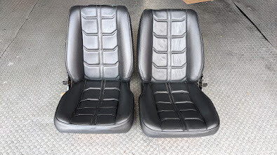 FERRARI 308 INTERIOR BLACK SEATS PAIR with HEADREST AND HINGES restored