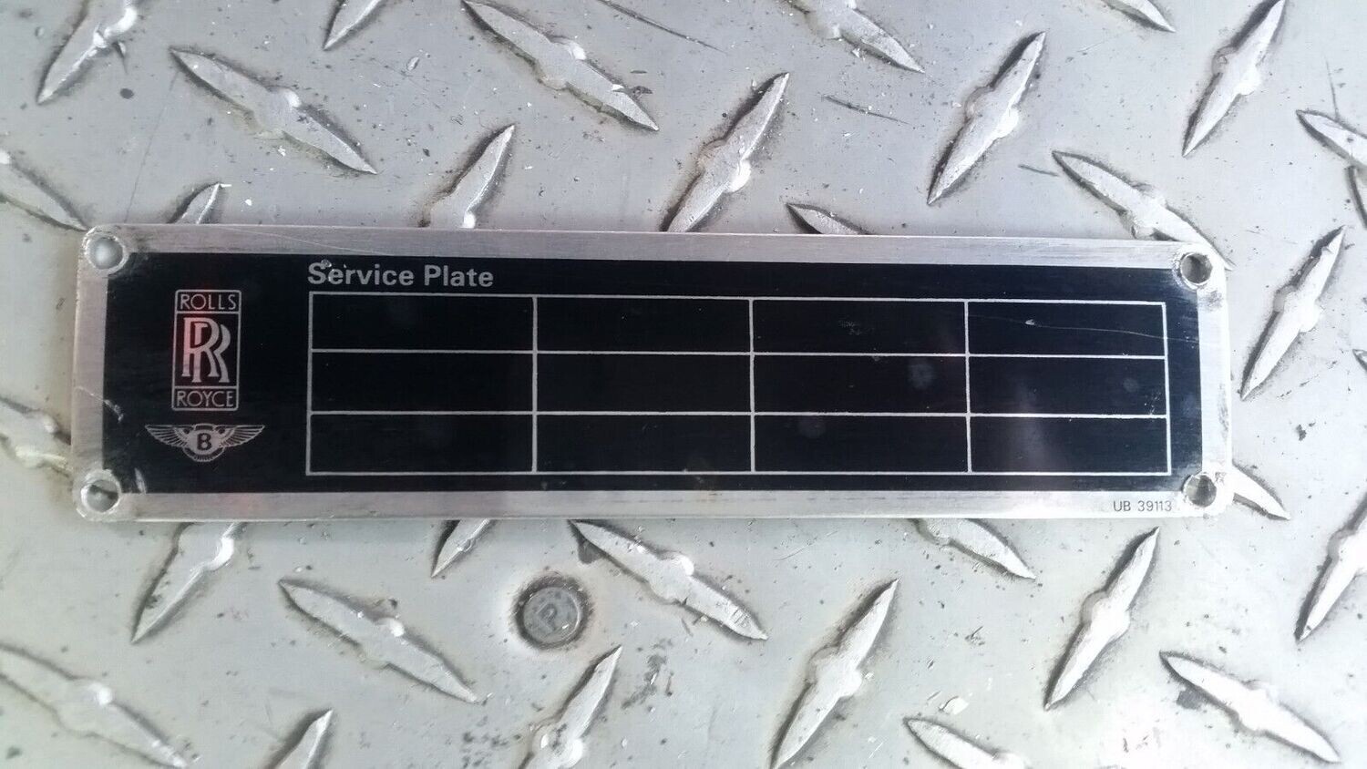 81 to 93 Rolls Royce Silver Spur UNWRITTEN SERVICE PLATE CLEAN UB39113