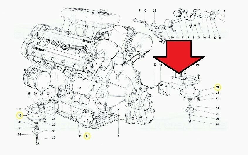1981 FERRARI 308 GTSi PART LEFT REAR engine motor MOUNT BRACKET SUPPORT 115713