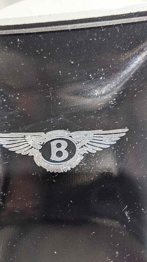 VINTAGE BENTLEY GLASS PLATE WITH EMBLEM BLACK