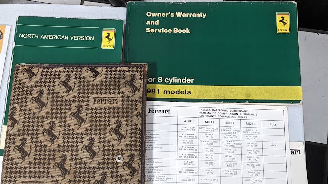 FERRARI 308 1981 PARTS  GTS owners MANUAL AND FOLDER POUCH