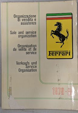 FERRARI 308 1981 PARTS  GTS owners MANUAL AND FOLDER POUCH