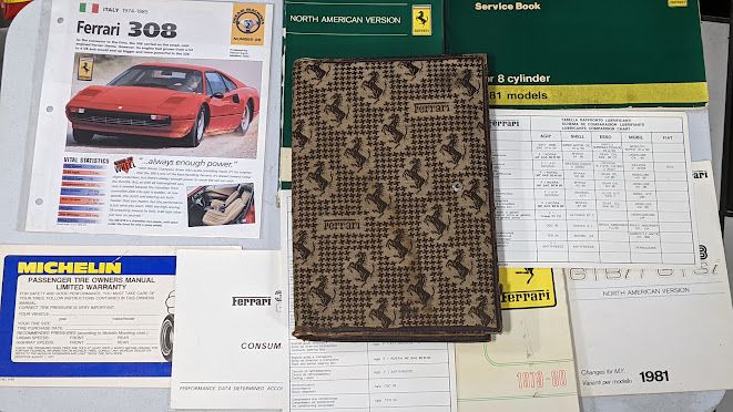 FERRARI 308 1981 PARTS  GTS owners MANUAL AND FOLDER POUCH