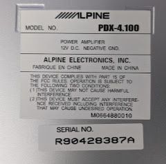 Alpine PDX-4.100 Car Audio Digital Power Amplifier 4 Channel TESTED