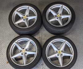 FERRARI 360 SPIDER PART SET OF 4 ORIGINAL WHEELS FERRARI SILVER 164173 164175 SET