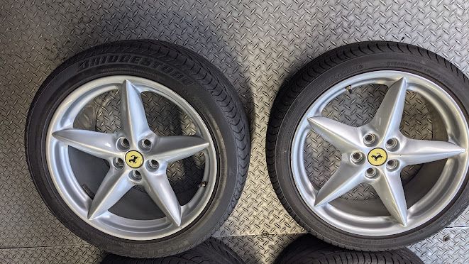 FERRARI 360 SPIDER PART SET OF 4 ORIGINAL WHEELS FERRARI SILVER 164173 164175 SET